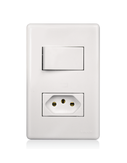 INTERRUPTOR 1 TECLA- SIMPLES +TOMADA  2P+T 10A - STELLA STECK