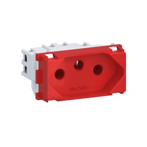 MODULO 2P+T 10A/250V EQUILLE VERMELHO