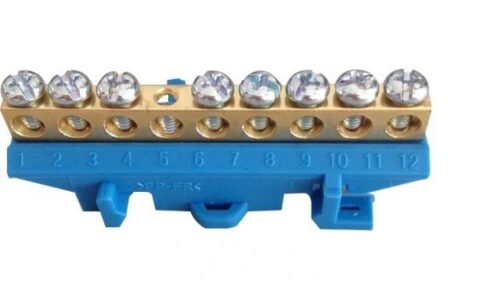 BARRAMENTO NEUTRO TERRA 8 TERMINAIS C CAPA  AZUL