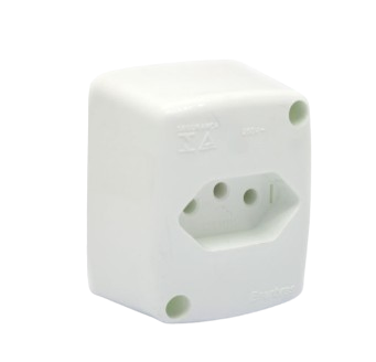 TOMADA SIMPLES 2P+T 10A 250V -  SOBREPOR - ENERBRAS